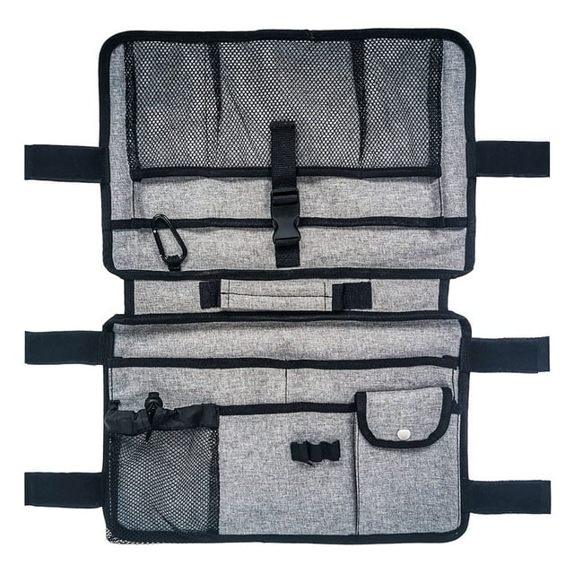 UPGRATOR 1Set Armrest Multi Pocket Bag Grey Walking Aid Bag for Mobility