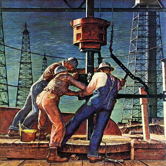 Marmont Hill "Drilling for Oil" by Mead Schaeffer Painting Print on Canvas