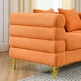thumbnail image 5 of 60 Inch Oversized 2 Seater Sectional Sofa with Square Arm and 4 Golden Metal Legs, Modern Teddy Fabric Upholstered Sofa Couch, Sleeper Sofa with 2 Pillows for Living Room, Office and Apartment, Orange, 5 of 9