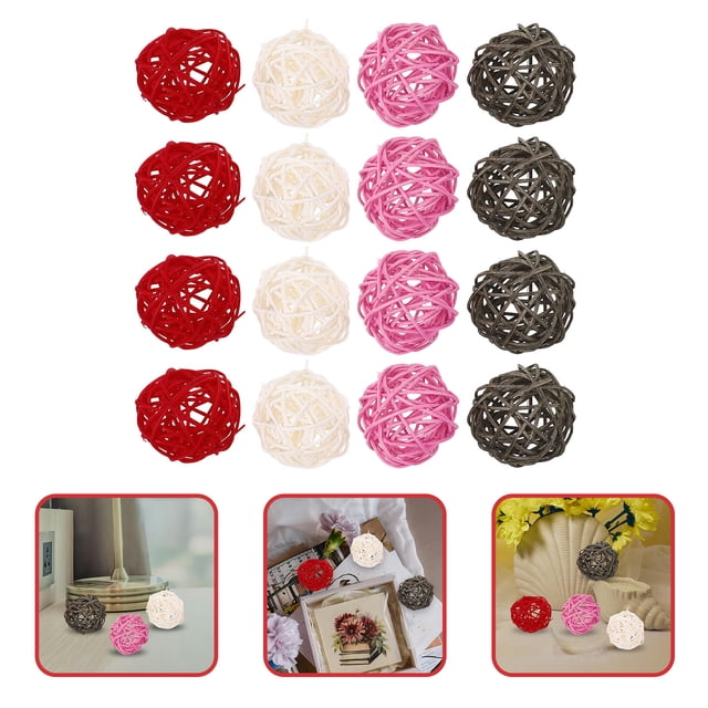 BESTYASH 24Ud Esferas Decorativas De Ratán Para Uso En Manualidades Y Adornos Navideños