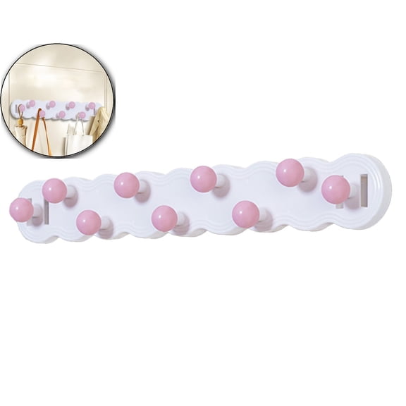 Dvruxg Adhesive Wall Hook with 9 Hooks – No Drill, No Damage – Strong Hanging Organizer for Kitchen, Bath, Entryway, Bedroom & Rental Homes – Plastic Coat Rack with Metal Arms