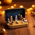 thumbnail image 5 of Miniature Nativity Scene Set with Figurines and Decorative Tin Box for Tabletop Display Holiday Ornament,Christmas Party Gifts And Decor, 5 of 5