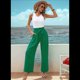 thumbnail image 4 of Pantalones de Salón Anchos para Mujer, Color Verde, Talla M, 4 of 8
