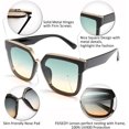 thumbnail image 4 of FEISEDY Fashion Women Men Sunglasses Square Frame Metal Shape Nesting Lenses B2595, 4 of 14