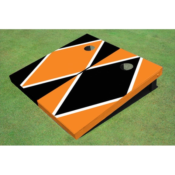 Black And Orange Alternating Diamond Custom Cornhole Board