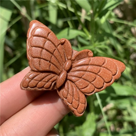 Crystland 2" Natural Red Goldstone Butterfly Quartz Crystal Carved Skull Reiki healing Gift 1PC