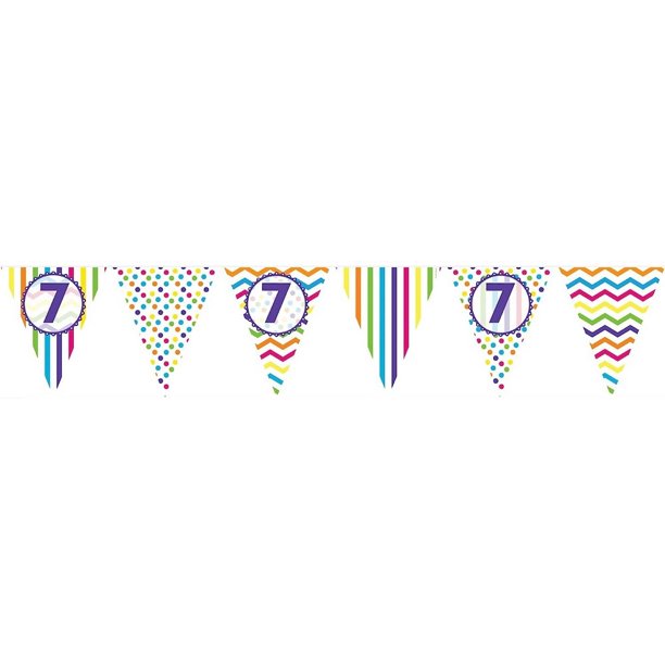 Creative Party - Banderines Diseño Estampados de Papeles 7 Cumpleaños (Multicolor)