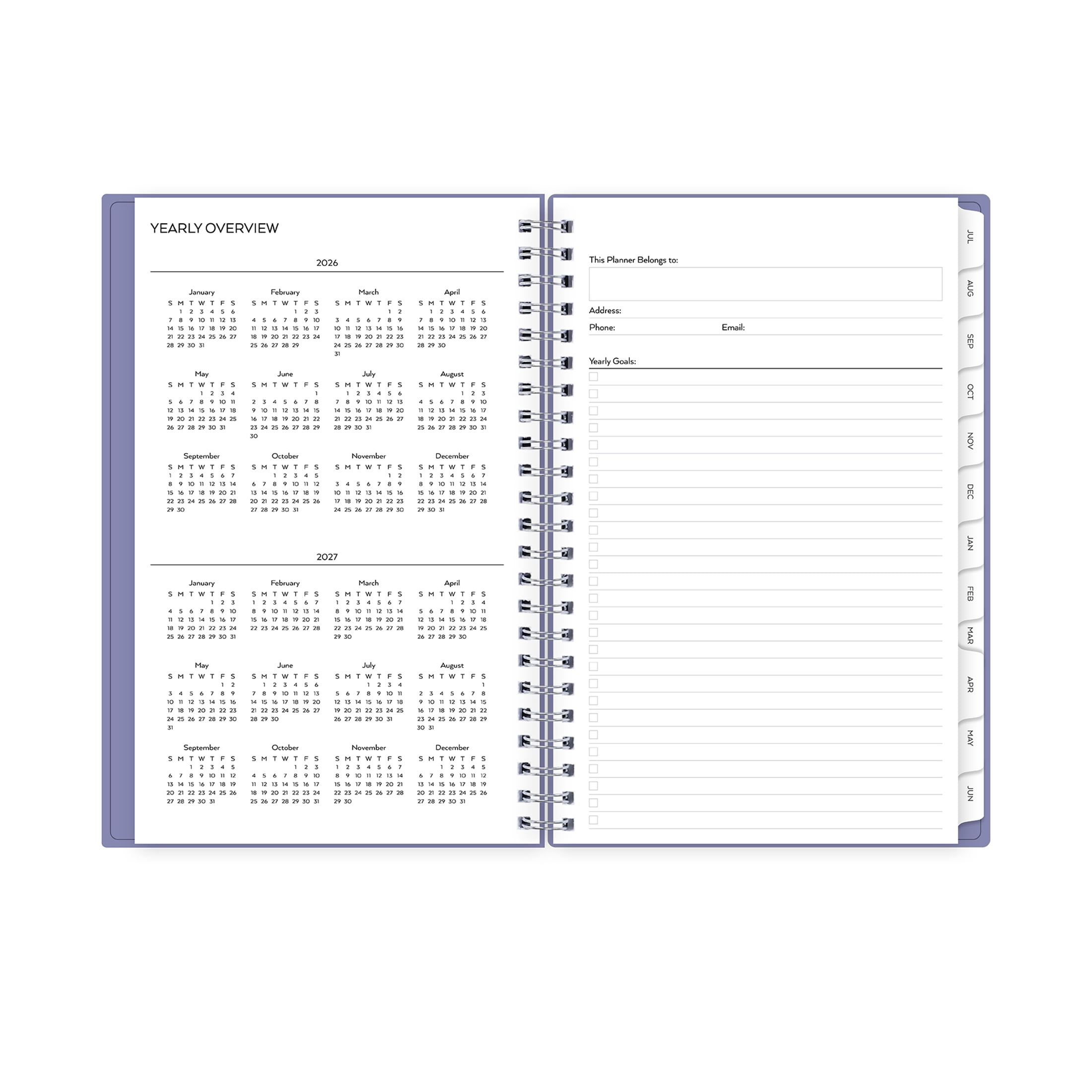 Pen+Gear Monthly Weekly Planner, 5" x 8", Violet Sky 15-Month (April 2026 - June 2027)