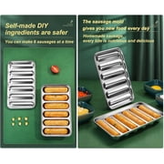 Stainless steel Sausage Mold 6 Cavity for Homemade Hot Dogs, Non-Stick DIY Hot Dog Mold for Oven steamer (Style A)