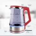 thumbnail image 5 of Aiwa 2-Liter Glass Electric Water Kettle, Cordless Hot Water Boiler with Auto-Shutoff, Red, 5 of 10