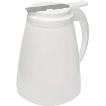 EcoQuality 32oz Plastic Syrup Dispenser with Plastic Lid and Stainless Steel Slide Cover - Syrup, Sugar, Honey Dispenser - Perfect for Diners, Restaurants, Home, Office, Disposable (32 Ounce)