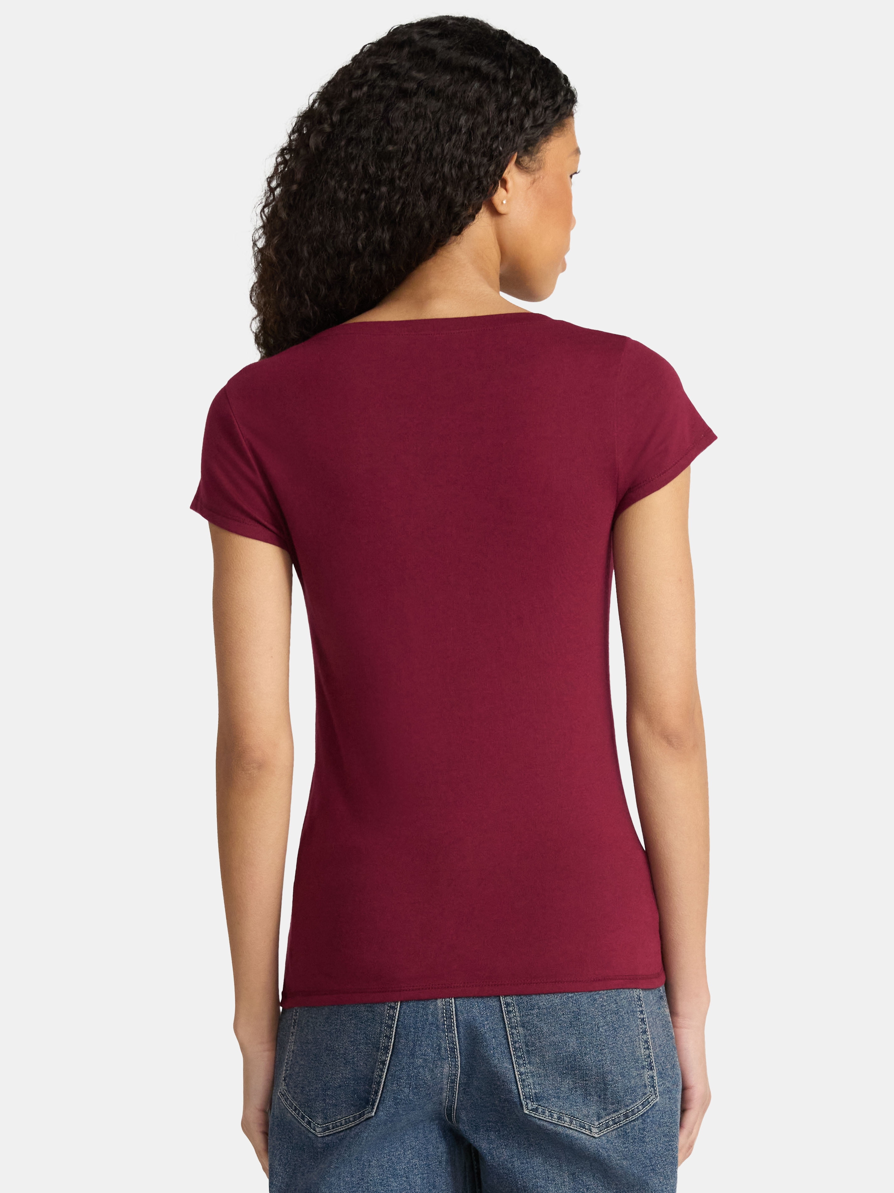 No Boundaries Scoop Neck Tee with Short Sleeves, Women's