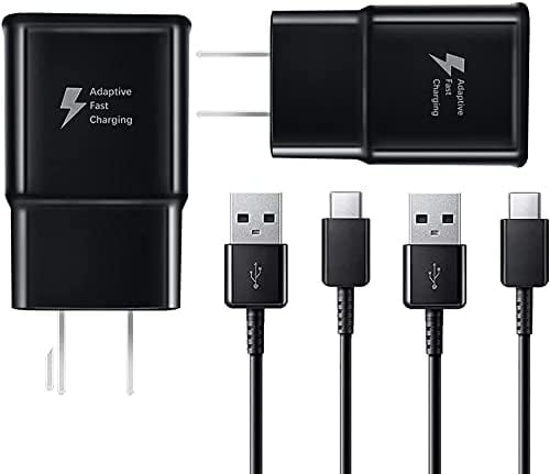 2pack Original Samsung Galaxy Fast Charger, Adaptive Fast Wall Charger with USB Type C Cable for Samsung Galaxy A51 5G A20 M51 M30s Note10 A30 A50s S20+ 5G A40, Fast Charger for Samsung
