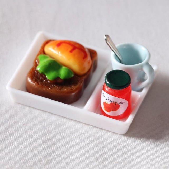 Decoraciones en Miniatura con Bandeja CUTICAT para Juguetes Hamburguesa Vegetariana 1:12