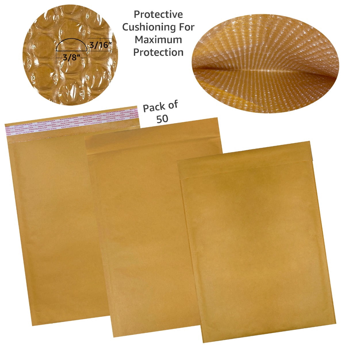 StarBoxes 50 Kraft Bubble Mailers 12.5x19" - #6 Self-Seal Padded Envelopes