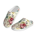 thumbnail image 2 of Daiia Bird Butterfly Rose Print Women’s Fuzzy Slippers Memory Foam Lightweight House Shoes Cozy Loafer Flannel House Shoes-44/45, 2 of 7