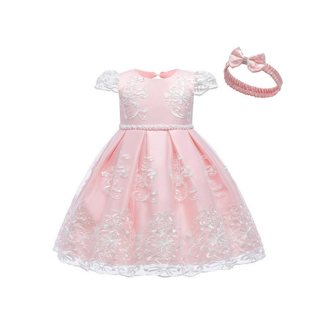 FOCUSNORM Petites Filles Maille Princesse Robe Dentelle Bord Formelle Jupe + Couvre-Chefs