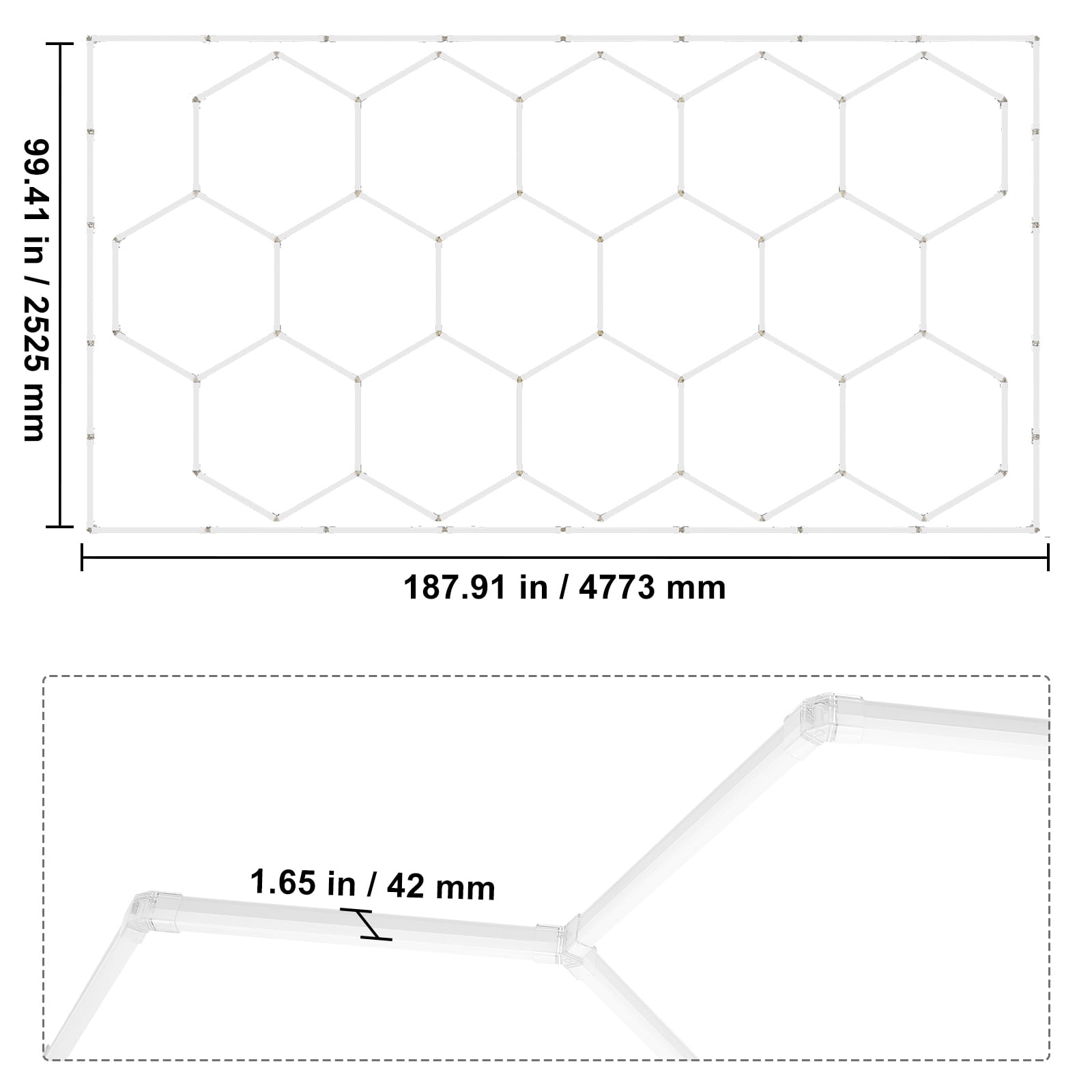 KFFKFF Hexagon Garage LED Lights, 66300LM, 6500K 15 Grid Honeycomb System, DIY Cool White Ceiling Lighting for Car Detailing, Gym, Basement, Workshop, and Bright Shop Spaces