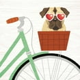 thumbnail image 2 of Mullan, Michael 20x20 Gold Ornate Wood Framed with Double Matting Museum Art Print Titled - Beach Bums Pug Bicycle I, 2 of 4