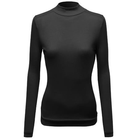 Knit Mock Neck Pullover - FashionOutfit Women's Mock Turtle neck Long sleeve Knit Top Sweater