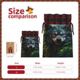 thumbnail image 3 of Rocae Realistic Style Green Fur Wolf Print Christmas Drawstring Linen Gift Bag with Drawstrings Treat Bag Goody Present Bags for Christmas Party Favor, 3 of 8
