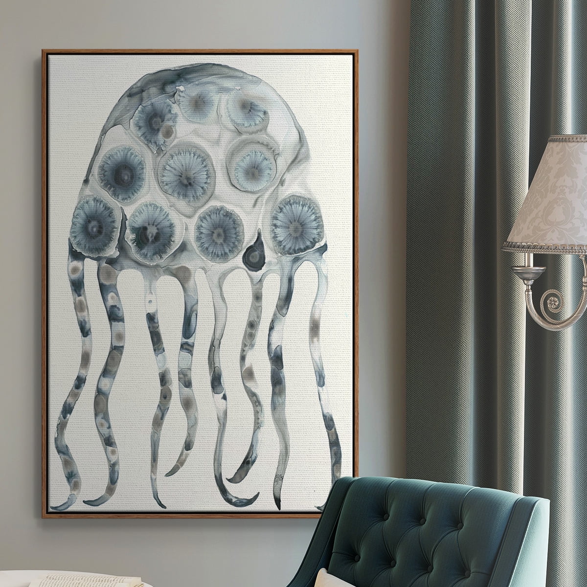 Silver Jelly Framed Premium Gallery Wrapped Canvas - Ready to Hang - 25 x 37 - Walnut Floating Frame
