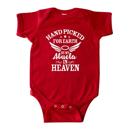 

Inktastic Handpicked for Earth by My Abuela in Heaven with Angel Wings Gift Baby Boy or Baby Girl Bodysuit