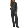 thumbnail image 2 of Women's Lounge Sets 2 Piece Tracksuits Long Sleeve Crewneck Shirt Drawstring Sweatpant Fall Outfits Jogging Sets (M, Black), 2 of 6