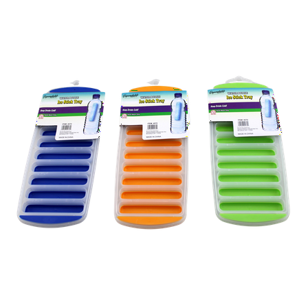 Dependable Industries Silicone Narrow Ice Stick Cube Trays with Easy Push and Pop Out for Water and Sport Bottles Fruit Juice Set of 3