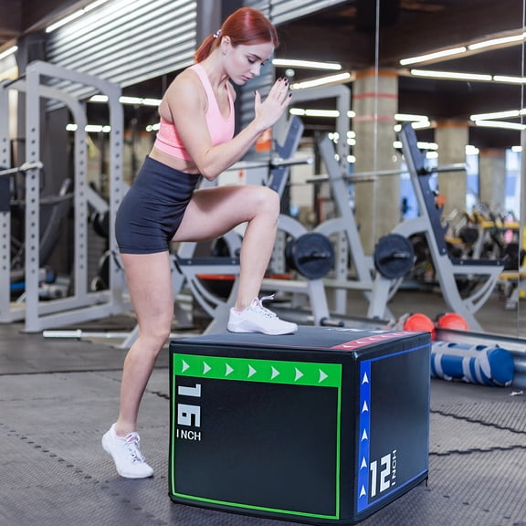 DimyFew 3 in 1 Anti Slip Versatile Fitness Box for Jumping Squats Skipping 40cmx30cmx35cm