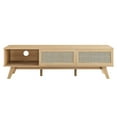 thumbnail image 4 of Media TV Stand Console Table, Brown Oak, Wood, Living Room Lounge Cafe Lobby Hospitality Restaurant, Modern Contemporary HB34347, 4 of 9