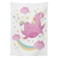 thumbnail image 3 of Ambesonne Unicorn Tablecloth Rectangular Table Cover, Unicorn with Star Rainbow, 60"x84", Yellow Pink, 3 of 4