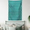 thumbnail image 4 of Teal Tapestry, Traditional Ikat Style Pattern with Abstract Curves Oval Shapes Moroccan Inspiration, Wall Hanging for Bedroom Living Room Dorm Decor, 40W X 60L Inches, Teal White, by Ambesonne, 4 of 5