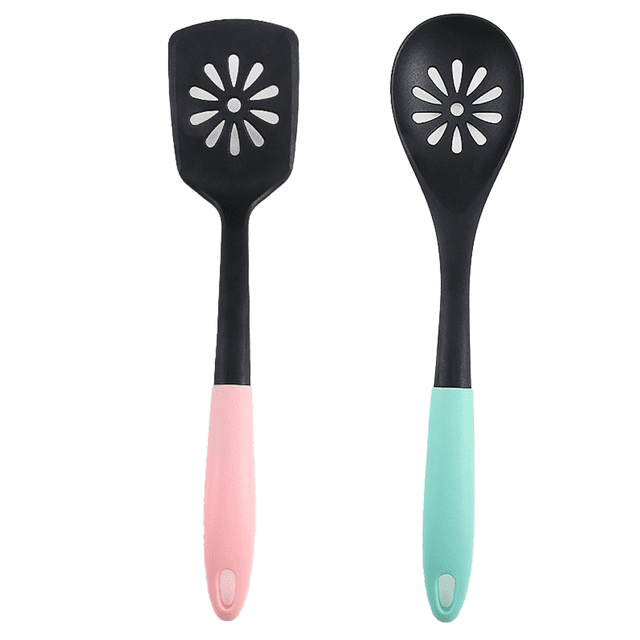 Utensilios de cocina de nailon, pala para freír antiadherente, cuchara densa, más cocina de cocina, sistema de 2 piezas