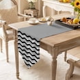 thumbnail image 2 of Black Ripple Table Runner 48 Inches Long Black Striped Simple Grey Geometric Abstract Table Runners for Dining Room Tabletop Dresser Scarf Home Party Banquet Wedding Holiday Decoration, 2 of 9