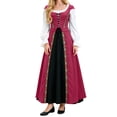 thumbnail image 4 of LEKWK Renaissance Dress for Women Lace-Up Long Sleeve Maxi Dress Vintage Medieval Dress Flowy Gorgeous Outfit for Halloween Cosplay Theme Party, 4 of 7