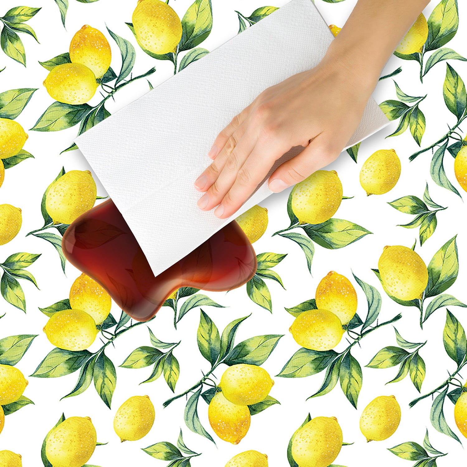 Con-Tact Brand Yard Goods Vinyl Fabric with Flannel Backing, Pre-Cut Fruits & Lemons, 60 in. x 72 in.