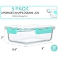 thumbnail image 4 of Glass Food Storage Containers with Lids, Meal Prep Airtight and Leak-Proof, 5-Pack 36 oz (4.5 Cups) Lunch Box for Microwave, Oven, Freezer and Dishwasher, 4 of 5