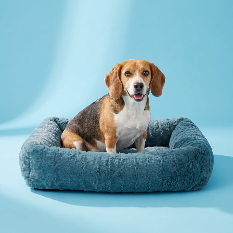 Vibrant Life Medium Bubble Fur Pet Bed, Blue photo 2