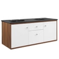 thumbnail image 2 of Modway Transmit 48" Wall-Mount Bathroom Vanity in Walnut Black, 2 of 11