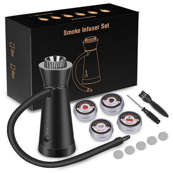 Cocktail Smoker, Electric Food and Beverage Portable Smoking Tool, Indoor and Outdoor Smoke Injector Handheld Smoker(A)