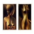thumbnail image 2 of Designart "Golden Goddess of Futuristic Sensuality IV" Fashion Woman Framed Wall Art Set Of 2 - Glam Gold Gallery Wall Frame Set For Home Decor, 2 of 6