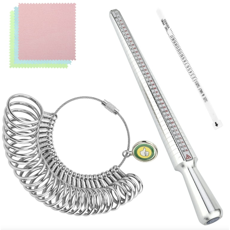Gaxcoo Metal Ring Sizer Measuring Tool Ring Sizer Measuring Tool Set, Ring Gauges with Finger Sizer Mandrel Ring Sizer Tools for Jewelry Sizing Measuring