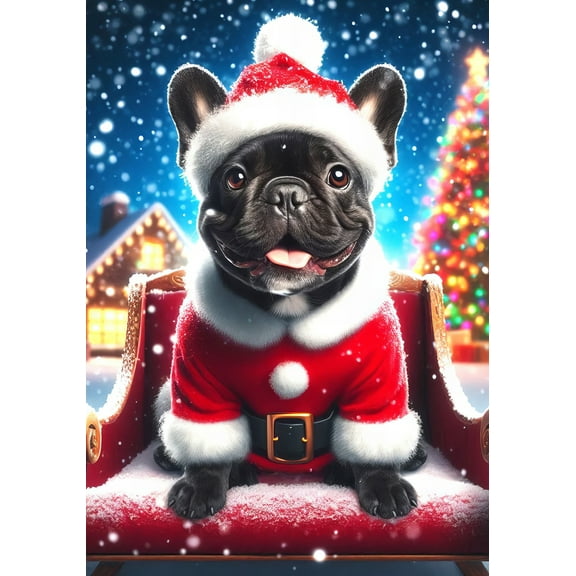 French Bulldog Black - Best of Breed DCR Christmas Garden Flag 12" x 17"