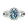 thumbnail image 2 of 2.78ct oval cut blue moissanite 18k white gold halo Bridal Wedding Engagement Promise Anniversary Ring for Women size 8.75, 2 of 7
