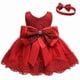 thumbnail image 1 of Vestido LZH de encaje rojo con lazo para niñas de 3 a 6 meses, 1 of 6