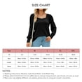 thumbnail image 5 of Camisa de punto para mujer, cuello cuadrado, mangas largas abullonadas, puños abotonados, camisa de punto de ajuste casual, negro S, 5 of 5