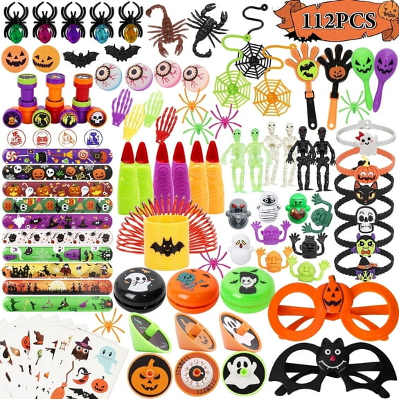 Zsiparty Halloween Party Favors for Kids, Bulk Toys & Goodie Bag Stuffers, Ideal Halloween Toys for Gift Bags, Halloween Party Supplies, 112 Pcs