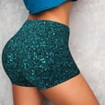thumbnail image 4 of Zufioo teal sparkling High Waist Yoga Shorts for Women Tummy Control Fitness Athletic Workout Running Shorts Women's Biker Shorts-XX-Large, 4 of 8