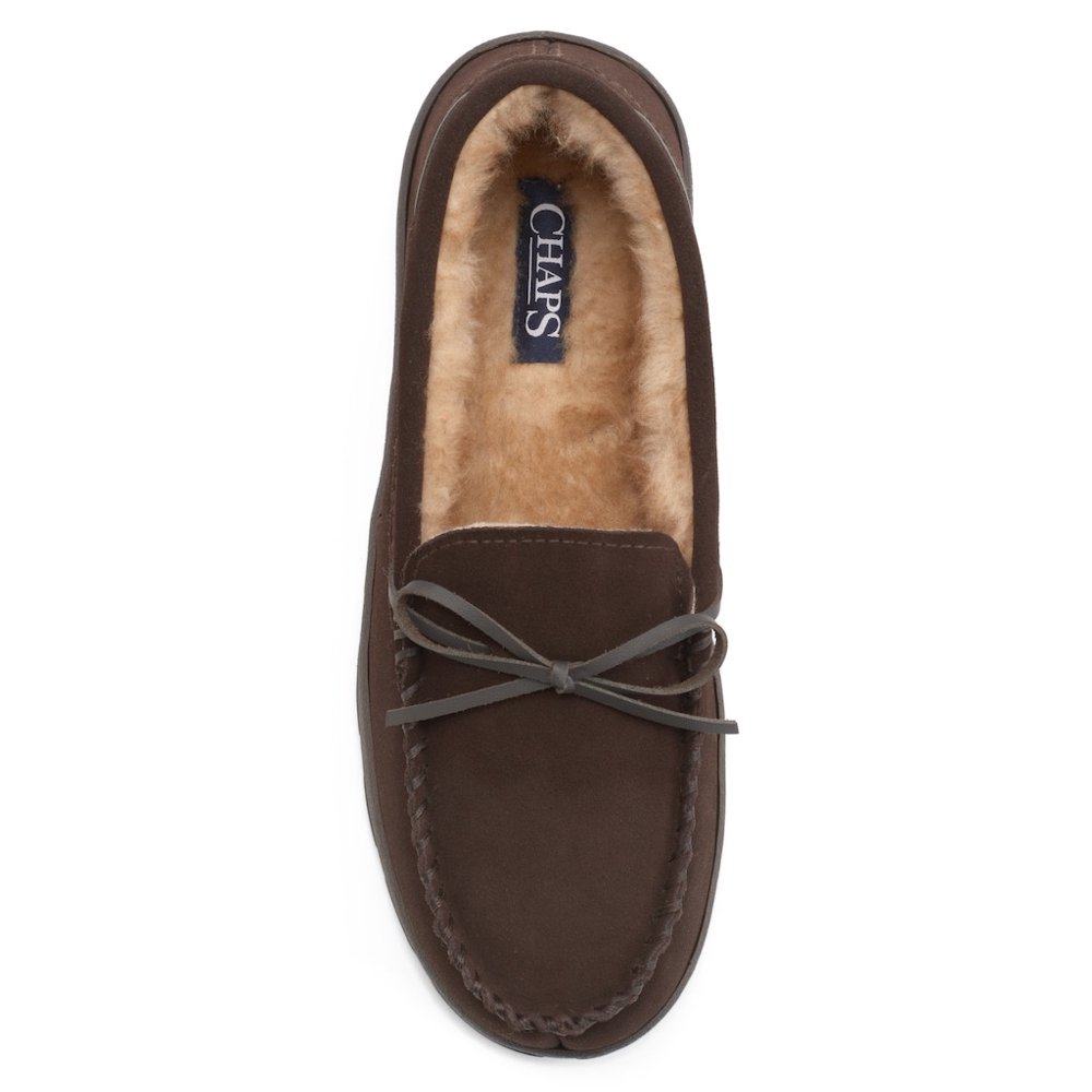 Chaps Chaps Men's Genuine Suede Leather Memory Foam Moccasin Slippers